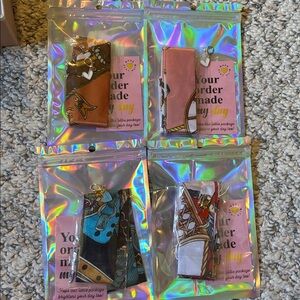 🔅5/$20 Mini Silk Scarf Charm Gift Set – 4 Pc Bundle | Purse Scarf Keychain Charm